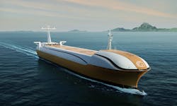 FIGURE 1. Concept of an autonomous ship by Groke—notice the sensors also on the forward mast. FIGURE 1. Concept of an autonomous ship by Groke—notice the sensors also on the forward mast.