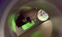 A 1% Yb-doped 2-cm-long YLF crystal used in cryogenic amplification studies. A 1% Yb-doped 2-cm-long YLF crystal used in cryogenic amplification studies.