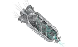FIGURE 1. An example of a Stage 1 mechanical filter that was designed and additively manufactured to maximize air contact and capture. FIGURE 1. An example of a Stage 1 mechanical filter that was designed and additively manufactured to maximize air contact and capture.