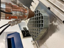 FIGURE 3. Example of a grid fin produced using laser metal deposition processes. FIGURE 3. Example of a grid fin produced using laser metal deposition processes.