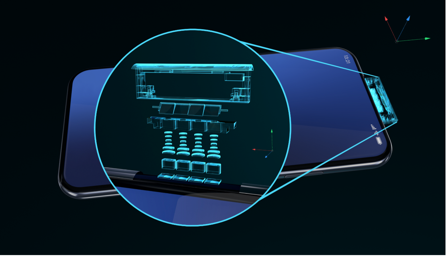 FIGURE 1. A new concept with split-view optics and subsequent image stitching enables camera modules to vanish within the smartphone.