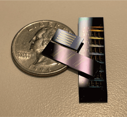 FIGURE 2. Thin-film lithium niobate photonic chips containing many frequency comb sources. FIGURE 2. Thin-film lithium niobate photonic chips containing many frequency comb sources.