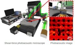 FIGURE 2. Shear-force photoacoustic microscopy acquires super-resolution images of cells, including red blood cells. FIGURE 2. Shear-force photoacoustic microscopy acquires super-resolution images of cells, including red blood cells.