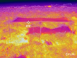 Thermal agrivoltaic system over tomato plants. Thermal agrivoltaic system over tomato plants.