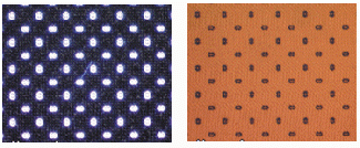 FIGURE 2. Certain defects, particles, and scratches are brightly illuminated with darkfield imaging (left) while they may be more difficult to resolve with brightfield imaging (right).