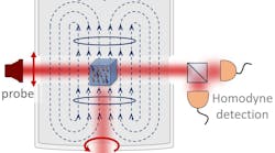 FIGURE 1. The NASDUCK Floquet quantum detector for ultralight axion-like dark matter contains a strong, magnetically driven Floquet field, BF, which interacts with the background dark matter halo of the Milky Way. Inside the chamber a small cubical glass cell containing dense spin-polarized 129Xe gas and 85Rb vapor acts as an in situ precision optical magnetometer. One laser optically pumps the spins of Rb atoms while a second laser probes the coherent spin oscillations that can be generated by a non-gravitational interaction with the axion-like dark matter particles. The results help constrain the mass limits of dark-matter particles in interactions with other particles. FIGURE 1. The NASDUCK Floquet quantum detector for ultralight axion-like dark matter contains a strong, magnetically driven Floquet field, BF, which interacts with the background dark matter halo of the Milky Way. Inside the chamber a small cubical glass cell containing dense spin-polarized 129Xe gas and 85Rb vapor acts as an in situ precision optical magnetometer. One laser optically pumps the spins of Rb atoms while a second laser probes the coherent spin oscillations that can be generated by a non-gravitational interaction with the axion-like dark matter particles. The results help constrain the mass limits of dark-matter particles in interactions with other particles.