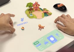 A concept image for a simulation game where the user can interact with a digital world at arm's length. A concept image for a simulation game where the user can interact with a digital world at arm's length.