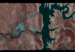 FIGURE 5. Image from HySpex’s new stratospheric VNIR and SWIR system. The red part of the image is a false color RGB cut out of first flightline captured on the NASA campaign with the stratospheric system. FIGURE 5. Image from HySpex’s new stratospheric VNIR and SWIR system. The red part of the image is a false color RGB cut out of first flightline captured on the NASA campaign with the stratospheric system.