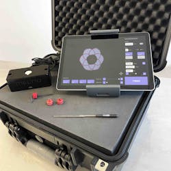 Meltio's alignment kit consists of a camera, a tablet with simple user interface, and hand tools. Meltio's alignment kit consists of a camera, a tablet with simple user interface, and hand tools.