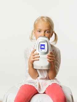 FIGURE 1. The Aerocrine NIOX MINO is a breath analysis device that has achieved the size and weight requirements for portable, handheld use. It allows for point-of-care nitric oxide (NO) measurements in the management of asthma.