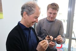 OQmented founders Ulrich Hofmann (left) and Thomas von Wantoch (right) with OQmented's light engine. OQmented founders Ulrich Hofmann (left) and Thomas von Wantoch (right) with OQmented's light engine.