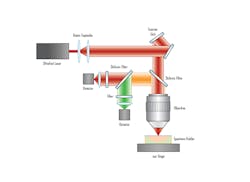 FIGURE 3. An example schematic of the beam path in a multiphoton microscopy experiment. FIGURE 3. An example schematic of the beam path in a multiphoton microscopy experiment.