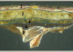 FIGURE 4. A painting sample that shows its pictorial layers. FIGURE 4. A painting sample that shows its pictorial layers.
