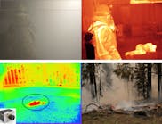 FIGURE 1. The bottom left corner shows the MANTIS camera imaging smoldering after the fire was extinguished with water.