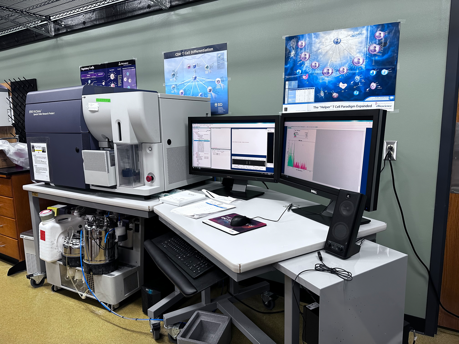 Arkansas State University uses lasers to measure the physical characteristics of cells with a flow cytometer.