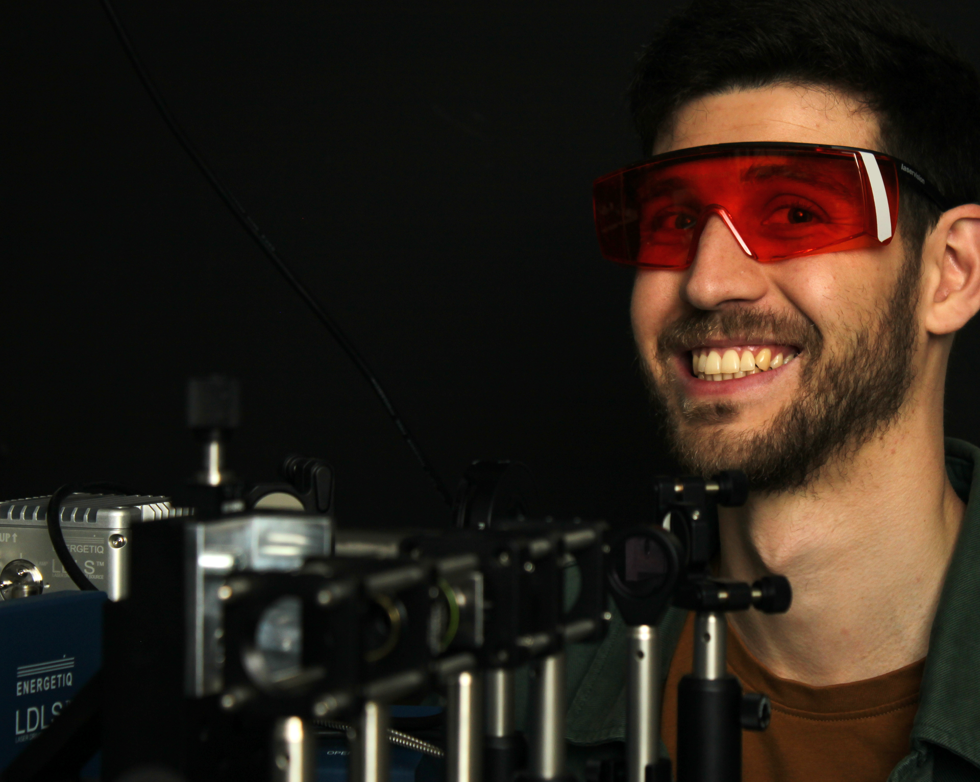 Christian Golla, who did most of the group&rsquo;s experimental work with their tailored nonlinear metasurfaces, in the lab.