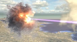 Artist rendering of a high-energy laser in action. Artist rendering of a high-energy laser in action.