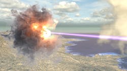 Artist rendering of a high-energy laser in action. Artist rendering of a high-energy laser in action.