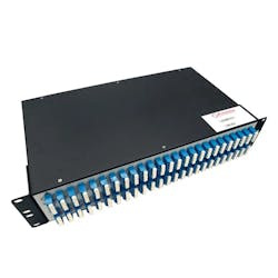 Modern passive DWDM mux/demux modules can support a vast number of wavelengths within a single rack unit, allowing up to 96 wavelengths to coexist on a single fiber.