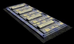 POET Technologies' LightBar packaged light source is an optical engine with high-power continuous-wave (CW) lasers passively attached to its optical interposer. POET Technologies' LightBar packaged light source is an optical engine with high-power continuous-wave (CW) lasers passively attached to its optical interposer.