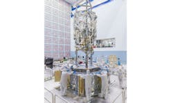 FIGURE 1. The Nancy Grace Roman Space Telescope’s flight harness gets transferred from its mock-up structure to the spacecraft flight structure. FIGURE 1. The Nancy Grace Roman Space Telescope’s flight harness gets transferred from its mock-up structure to the spacecraft flight structure.