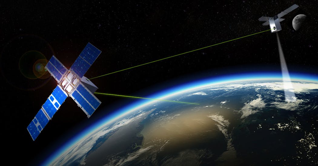 The General Atomics Electromagnetic Systems Laser Interconnect and Networking Communications System (LINCS) cubesats each host a C-band dual-wavelength full duplex optical communication terminal and an infrared payload to increase the speed, reliability, distance, and variability of communications in space.