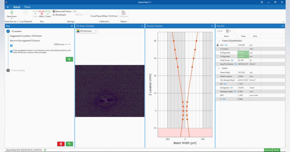 Laser beam analysis software is designed for additive manufacturing ...
