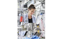 Birgit Stiller in the lab working on an optoacoustic project. Birgit Stiller in the lab working on an optoacoustic project.