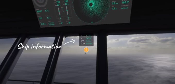 FIGURE 3. Superimposed AR navigation details shown on a ship bridge.
