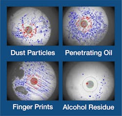 FIGURE 1. Microscopic dust, oils, or other contaminants on fiber ends or along the cable length can severely degrade performance. FIGURE 1. Microscopic dust, oils, or other contaminants on fiber ends or along the cable length can severely degrade performance.