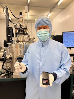 FIGURE 3. Cong Tinh (Timothy) Bui, senior process development engineer at University of Sydney and member of the team that enables the heterogeneous integration process for the RF-integrated microwave filter, holds an optoelectronic chip single die with tweezers and a box with already processed chips. FIGURE 3. Cong Tinh (Timothy) Bui, senior process development engineer at University of Sydney and member of the team that enables the heterogeneous integration process for the RF-integrated microwave filter, holds an optoelectronic chip single die with tweezers and a box with already processed chips.