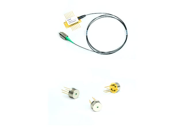 Popular package types for Eblana Photonics&apos; laser diodes include 14-pin butterfly (top) and TO-39 can (bottom).