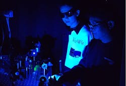 Optical setup for the team’s gain measurement, aligned by Minju Kim (left) and In Hong Kim (right). Optical setup for the team’s gain measurement, aligned by Minju Kim (left) and In Hong Kim (right).
