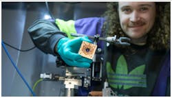 Mads Bjerregaard Kristensen with the group’s membrane used for this work. Mads Bjerregaard Kristensen with the group’s membrane used for this work.