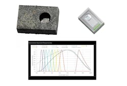 FIGURE 4. The AS7341 Spectral Color sensor from ams OSRAM Group: the sensor in its package (upper left), CAD assembly of the sensor (upper right), and normalized responsivity of the sensor at every channel, including the NIR (bottom). FIGURE 4. The AS7341 Spectral Color sensor from ams OSRAM Group: the sensor in its package (upper left), CAD assembly of the sensor (upper right), and normalized responsivity of the sensor at every channel, including the NIR (bottom).