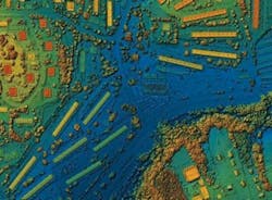 LiDAR mapping: Aerial drone photos processed into GIS 3D illustration of urban area, highlighting roads, junctions, and dense infrastructure. LiDAR mapping: Aerial drone photos processed into GIS 3D illustration of urban area, highlighting roads, junctions, and dense infrastructure.