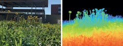FIGURE 2. 3D camera to image outdoor objects using a 1130 nm light source under high levels of sunlight. The left image shows the outdoor setup with sun facing target, and the right image shows the captured depth image of the object. FIGURE 2. 3D camera to image outdoor objects using a 1130 nm light source under high levels of sunlight. The left image shows the outdoor setup with sun facing target, and the right image shows the captured depth image of the object.