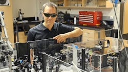 Professor Jean-Michel Ménard in the lab with his group’s setup. Professor Jean-Michel Ménard in the lab with his group’s setup.
