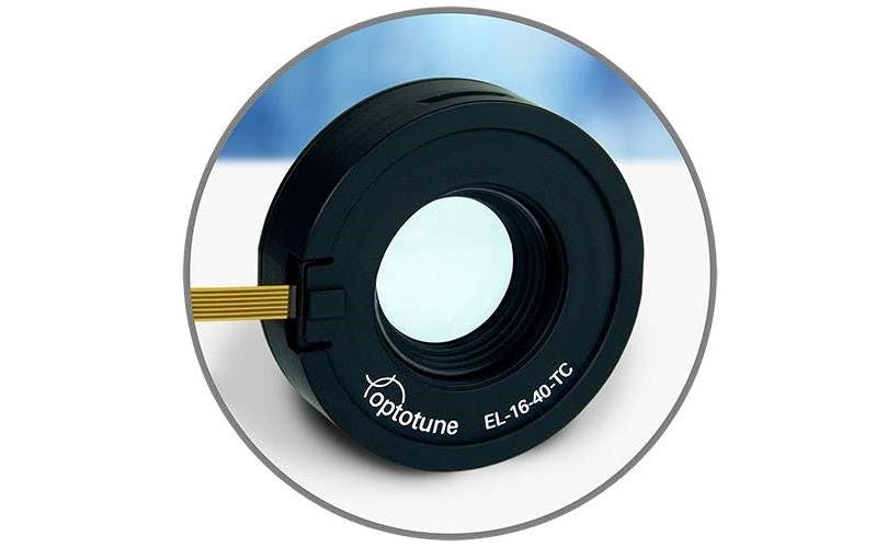 FIGURE 1. Example of an Optotune liquid lens&mdash;the EL-16-40-TC model with thermal compensation.