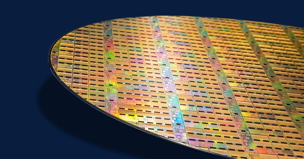 Wafer of Ayar Labs&rsquo; optical I/O chiplets.