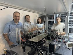 In the lab (left to right) with their setup: Professor Onur Tokel, Alperen Saltik, Rana Asgari Sabet, and Mehmet Bütün. In the lab (left to right) with their setup: Professor Onur Tokel, Alperen Saltik, Rana Asgari Sabet, and Mehmet Bütün.