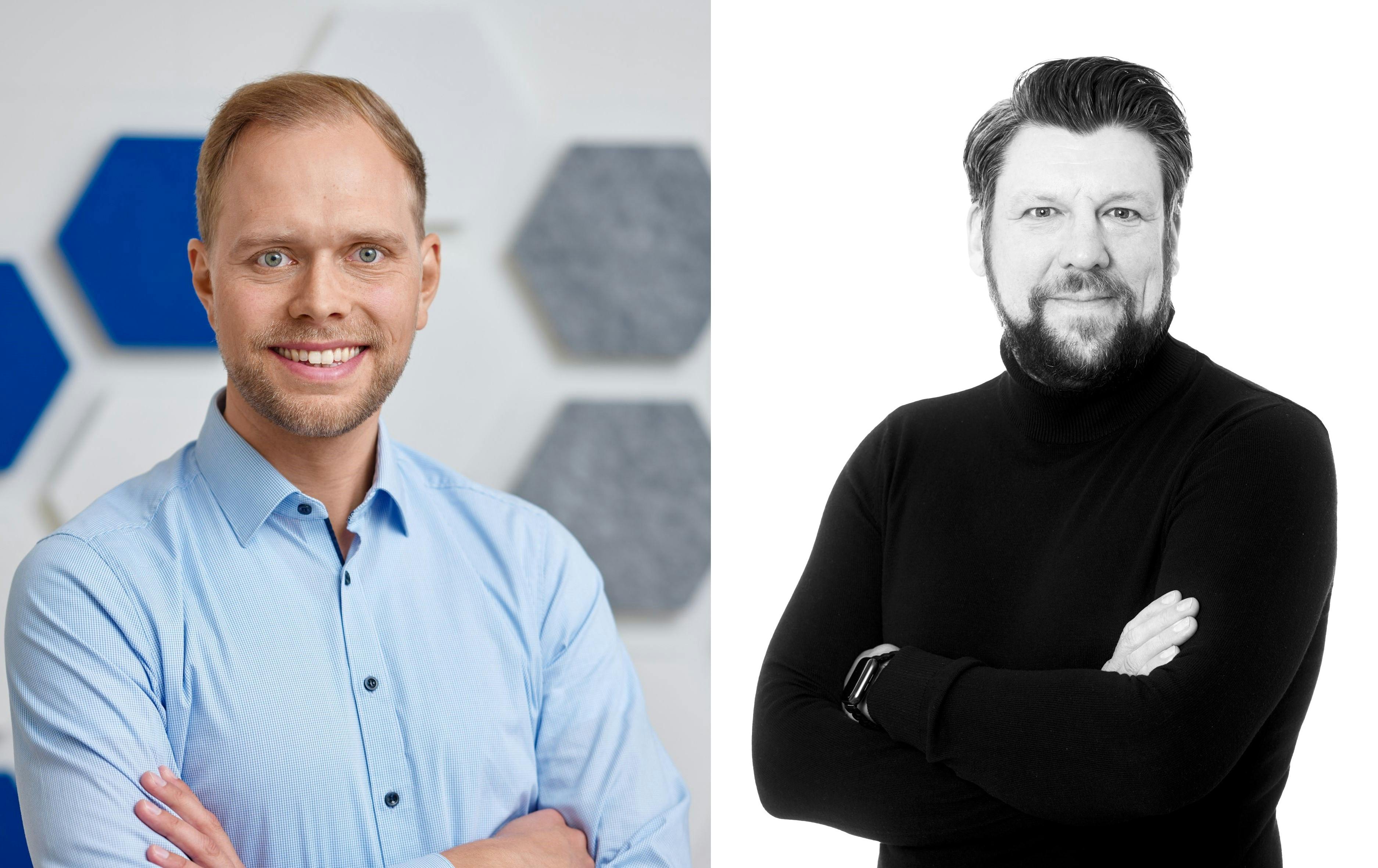 Jonas Heidrich, product line manager at Menhir Photonics (left), and Maik Frede, cofounder and CEO of neoLASE (right).