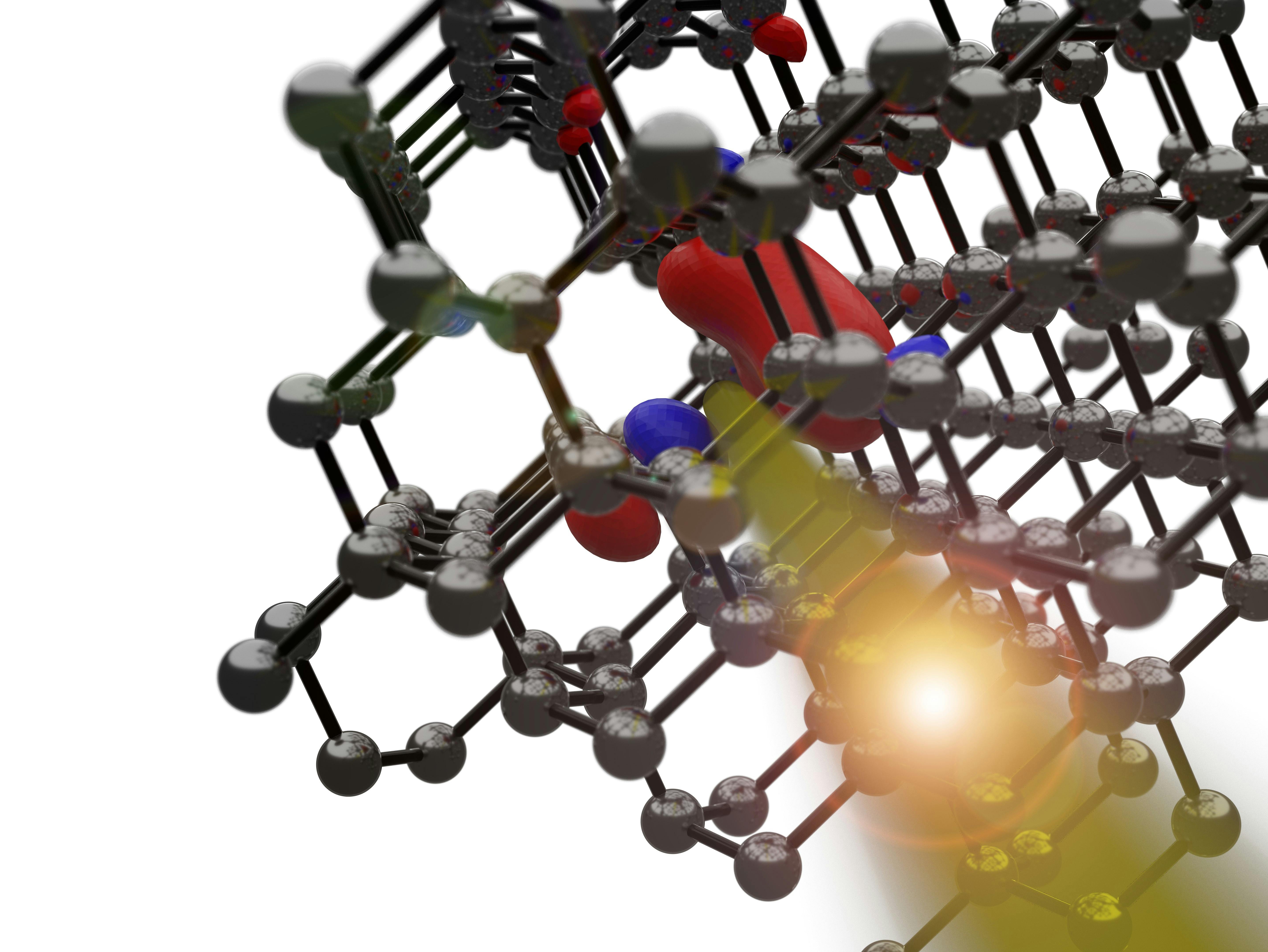 FIGURE 1. Schematic rendition of a quantum defect emitting a single photon.