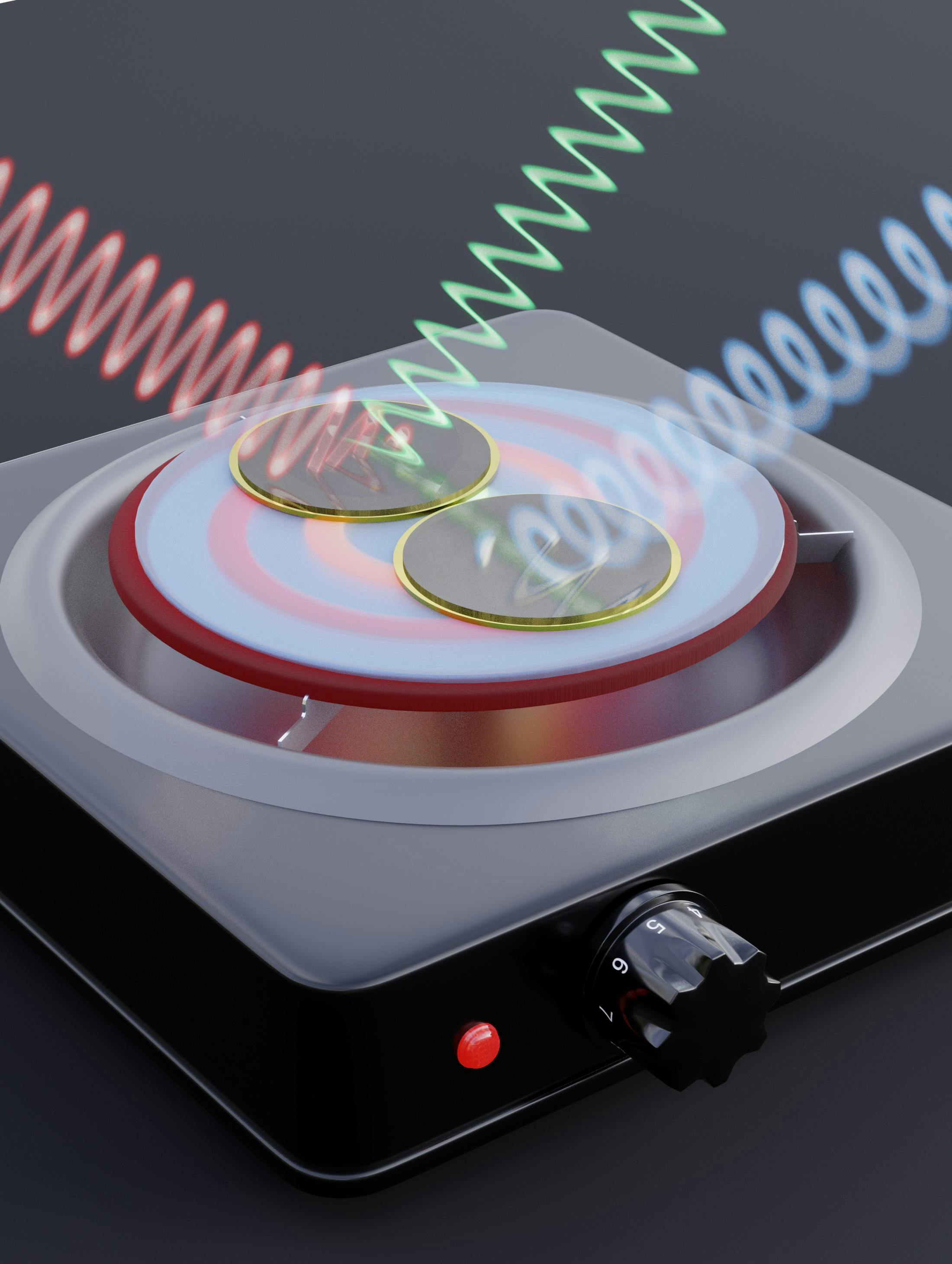 Two metasurfaces emitting circularly polarized light.