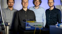 The team in the quantum optics lab: (left to right) Jan Heine, Philip Rübeling, Michael Kues, and Robert Johanning. The team in the quantum optics lab: (left to right) Jan Heine, Philip Rübeling, Michael Kues, and Robert Johanning.