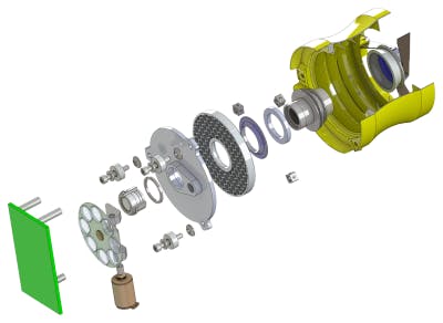 An exploded view shows a CubeSat-class 50 mm imaging instrument that technologist Jason Budinoff is manufacturing with 3D-printed parts.