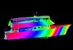 IMAGE: A screen shot of imagery obtained by the Multi-Mode Sensor Seeker (MMSS), which uses automatic target recognition software to help robotic aircraft identify target boats in congested coastal waters. Sailors operating the robotic aircraft receive the image on their control station displays. Funded by the Office of Naval Research, the MMSS is a suite of high-definition mid-wave infrared and visible sensors and laser-radar (LADAR) technology under development for naval unmanned aircraft.