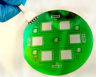 Shown is a close-up view of NASA's next-generation microshutter arrays during fabrication.