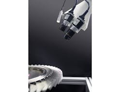 A prototype adaptable modular inspection system inspects the surface of a bladed integrated disk (BLISK) with two cameras and a light source. A prototype adaptable modular inspection system inspects the surface of a bladed integrated disk (BLISK) with two cameras and a light source.