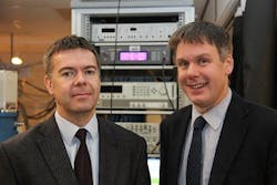 University of Leeds professors Giles Davies (left) and Edmund Linfield (right) have won the 2014 Faraday Award for nearly two decades of work on terahertz science and technology. University of Leeds professors Giles Davies (left) and Edmund Linfield (right) have won the 2014 Faraday Award for nearly two decades of work on terahertz science and technology.